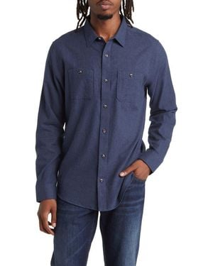 Travis Mathew Cloud Flannel Button-Up Shirt - Blue