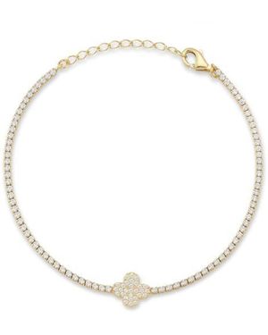Glaze Jewelry Cubic Zirconia Sterling Heart Tennis Bracelet - White