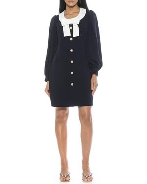 Alexia Admor Miyako Imitation Pearl Button Long Sleeve Dress - Black