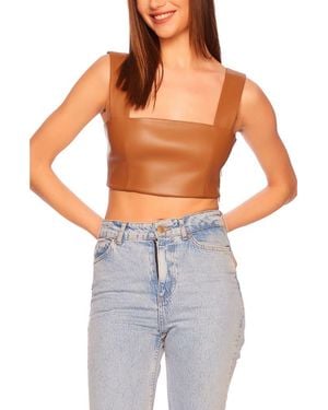Susana Monaco Faux Leather Crop Tank - Blue