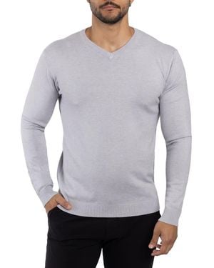 Xray Jeans Ribbed V-Neck Knit Sweater - Gray