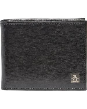 Original Penguin Saffiano Bifold Leather Wallet - Black