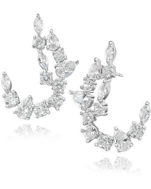CZ by Kenneth Jay Lane Cubic Zirconia Curved Drop Earrings - White