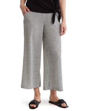 Max Studio Pull-On Crop Wide Leg Pants - Gray