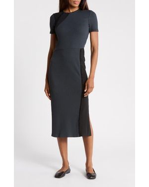 3.1 Phillip Lim Ribbed Asymmetrical T-Shirt Dress - Black