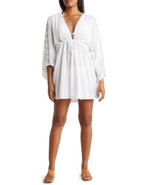 Boho Me Lace Trim Cover-Up Tunic Top - White