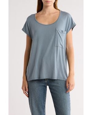 Go Couture Round Neck Dolman Sleeve Top - Blue