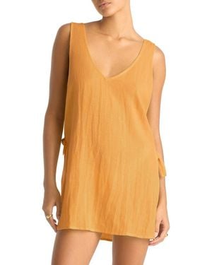 Vitamin A Riviera Sleeveless Linen Cover-Up Minidress - Orange