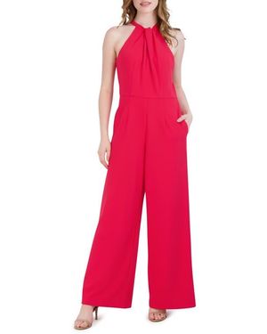 Julia Jordan Halter Neck Wide Leg Jumpsuit - Red