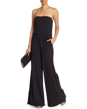 Go Couture Strapless Knit Wide-Leg Jumpsuit - Black