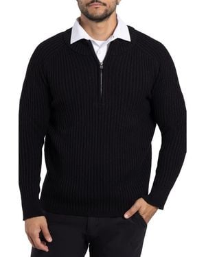 Xray Jeans Rib Quarter Zip Sweater - Black