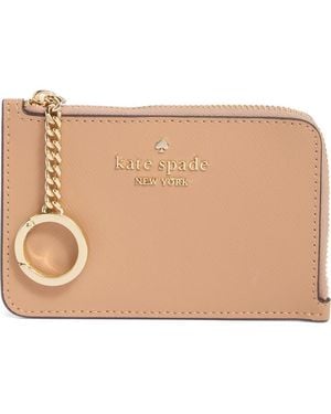 Kate Spade Madison Saffiano Zip Card Case - Natural