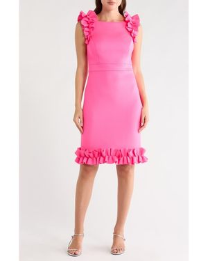 Eliza J Ruffle Sheath Dress - Pink