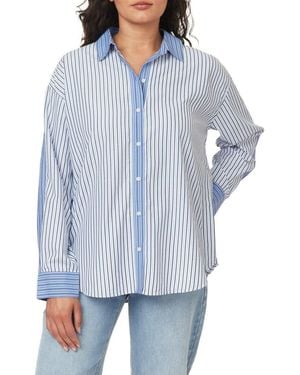 Scotch & Soda Oversize Colorblock Stripe Button-Up Shirt - Blue
