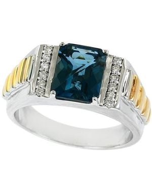 Effy Two-Tone Diamond & London Topaz Ring - Gray