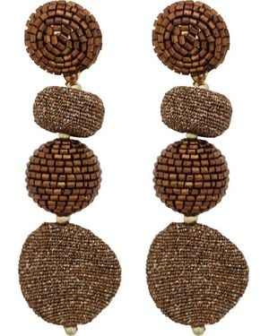 Panacea Beaded Linear Ball Drop Earrings - Brown