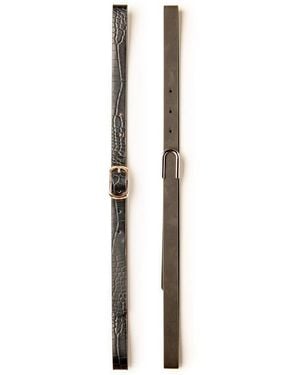 Linea Pelle 2-For-1 Faux Leather Belt Set - White