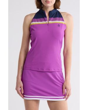 Original Penguin Zip Colorblock Tank - Purple