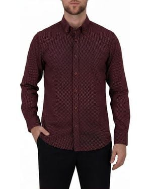 Report Collection Geometric Print 4-Way Stretch Sport Shirt - Purple