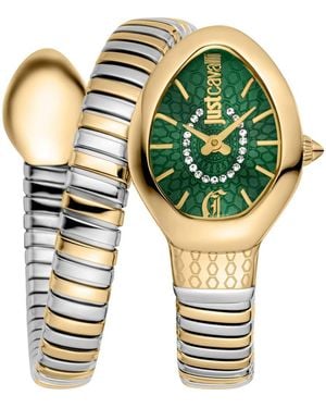 Just Cavalli Snake Wraparound Bracelet Watch, 22Mm X 33.5Mm - Green