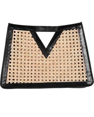 Adornia Rattan Frame Clutch - Black
