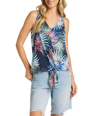 Matty M Tie Front V-Neck Top - Blue