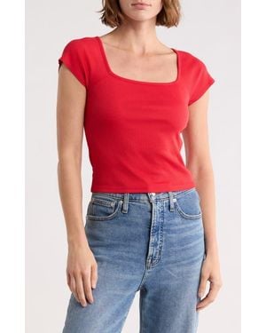 Madewell Brightside Square Neck T-Shirt - Red