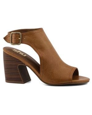 Shu Shop Ghita Faux Leather Block Heel Sandal - Brown
