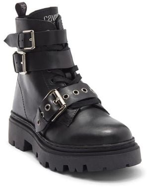 Roberto Cavalli Lug Platform Motorcycle Boot - Black