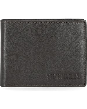 Steve Madden Textured Leather Bifold Passcase Wallet - Black