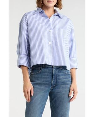 Madewell Stripe Cotton Button-Up Shirt - Blue