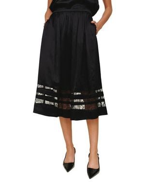 Bella Dahl Lace Inset Midi Skirt - Black