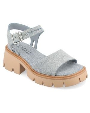 Journee Collection Lug Platform Sandal - White