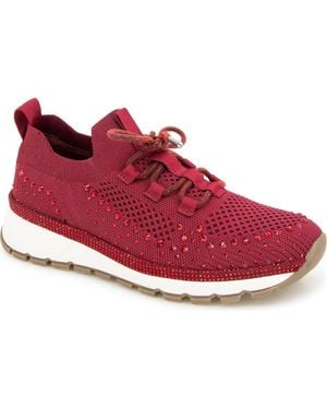 Kenneth Cole Kacey Rhinestone Knit Sneaker - Red
