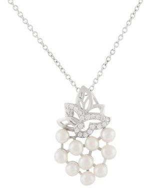 Splendid Micropearl CZ Cluster Pendant Sterling Necklace - White