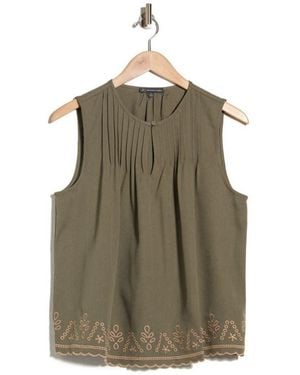 Adrianna Papell Embroidered Shell - Natural