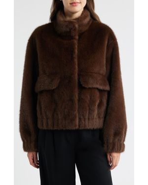 Sam Edelman Faux Fur Bomber Jacket - Brown