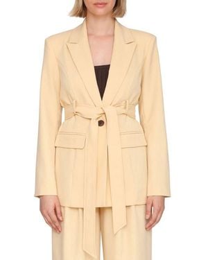 Avec Les Filles Drapey Long Belted Blazer - Natural