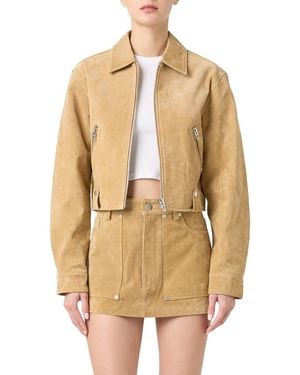 Blank NYC Crop Suede Jacket - Natural