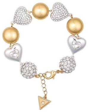 Guess Two-Tone Crystal Linear Bracelet - White