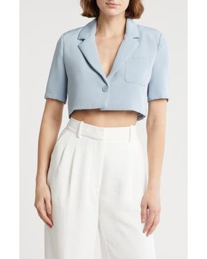 Love By Design Ryder Short Sleeve Crop Blazer - Blue