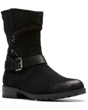 Clarks Nissini Burnished Leather Slouch Boot - Black