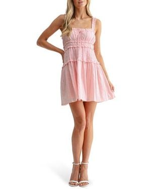 Lush Smocked Fit And Flare Minidress - Red