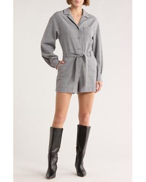 Maje Icarreau Windowpane Wool Blend Romper - Gray