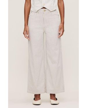 DL1961 Hepburn Stripe High Waist Ankle Wide Leg Jeans - Pink