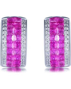 Suzy Levian Cubic Zirconia Huggie Hoop Earrings - Purple