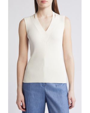 BOSS Fality Cutout Sleeveless Sweater - White