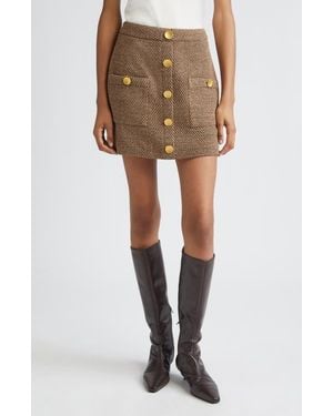 L'Agence Zander Button Front Miniskirt - Natural