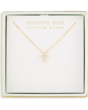 Argento Vivo Cubic Zirconia Cross Pendant Necklace - White