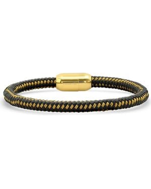 Steeltime Braided Leather Bracelet - Metallic